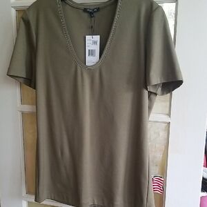Lafayette 148 New York Khaki Short Sleeve Top
